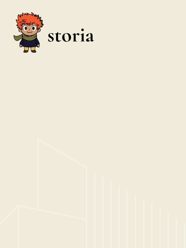 Logo: Cartoon character with orange hair and green scarf next to 'storia' text