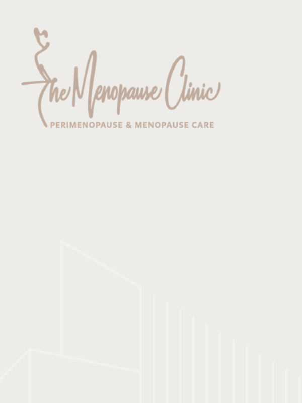 The Menopause Clinic logo with stylized woman, "PERIMENOPAUSE &amp; MENOPAUSE CARE."